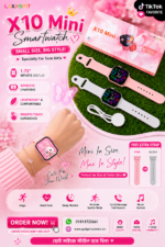 X10 Mini Smartwatch – Stylish Compact Smart Watch for Small Wrists | 1.72" Full Touch Display, Wireless Charging, Free Extra Strap