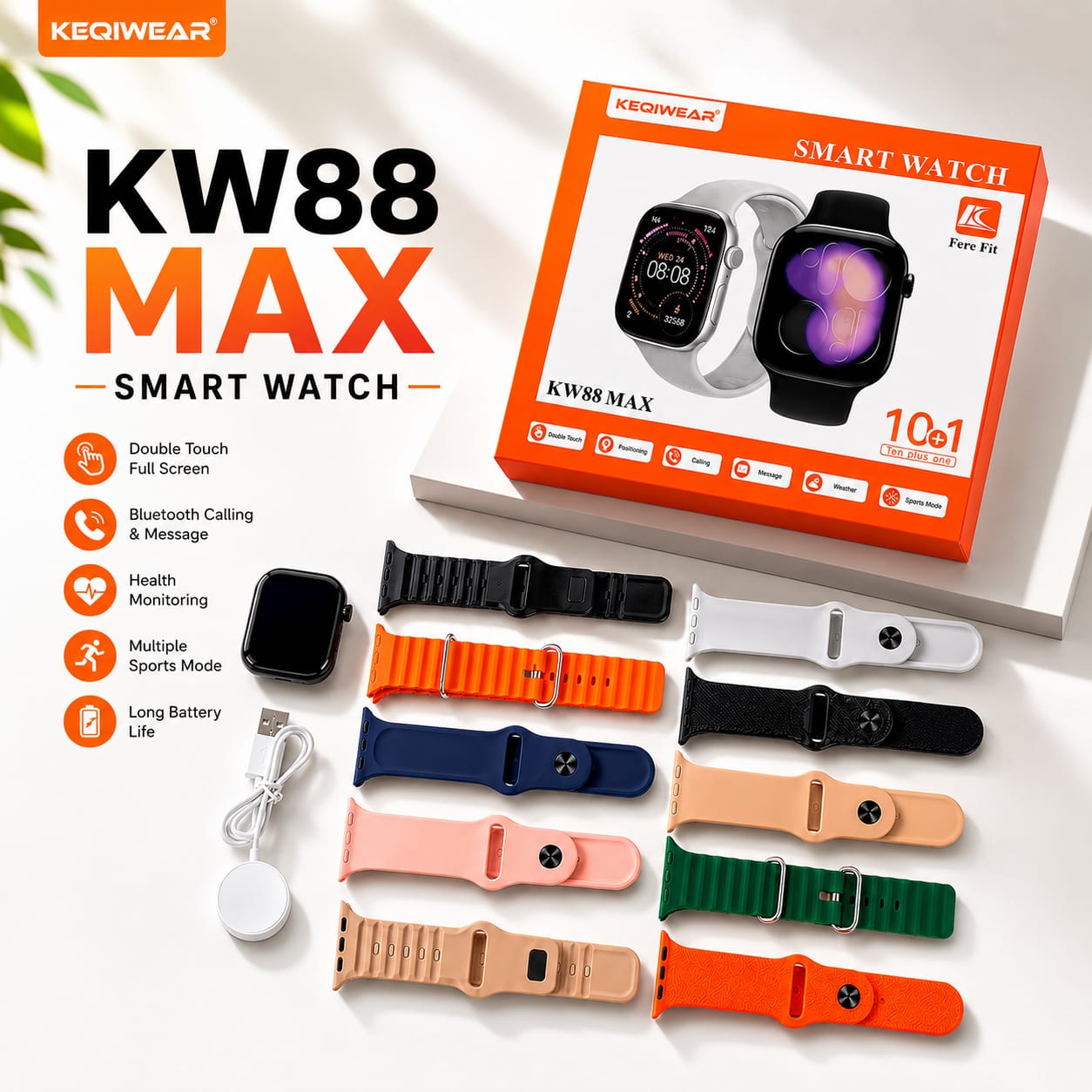 KW88 Max Smart Watch – 10 Straps Edition