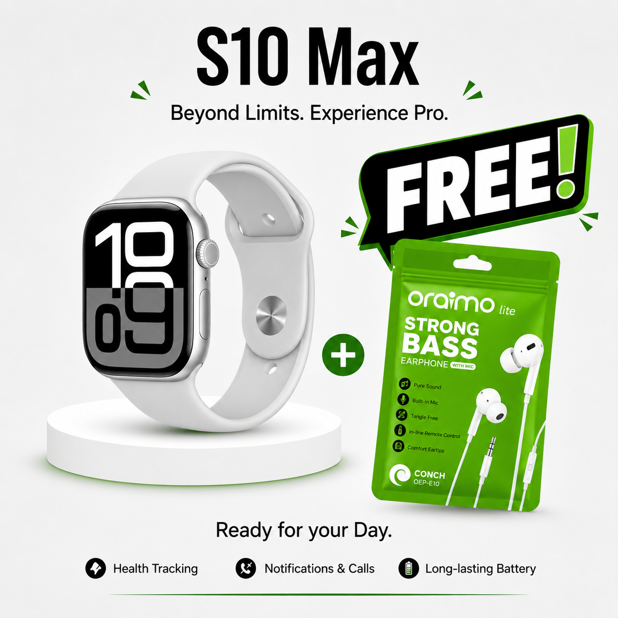 S10 Max Smart Watch + Earphone Free - Image 2